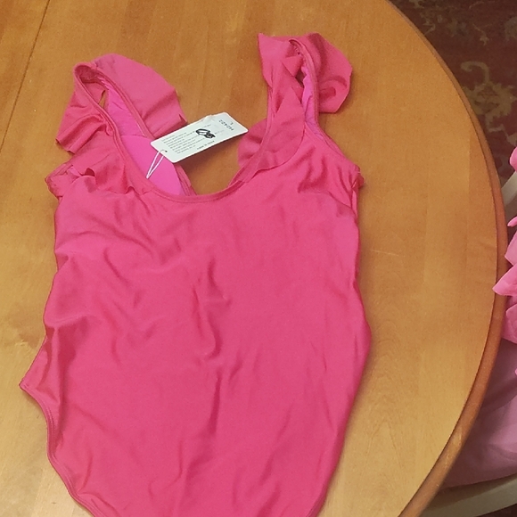 Pink Ruffled Swimsuit with Belt - Picture 2 of 6